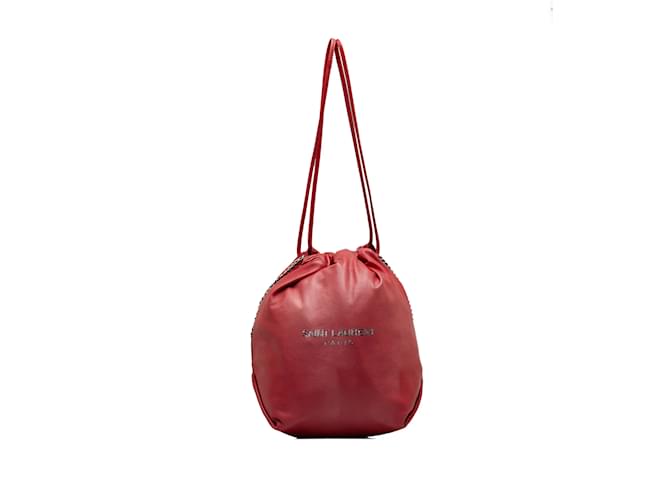 Red Saint Laurent Small Teddy Bucket Bag Leather  ref.1212845