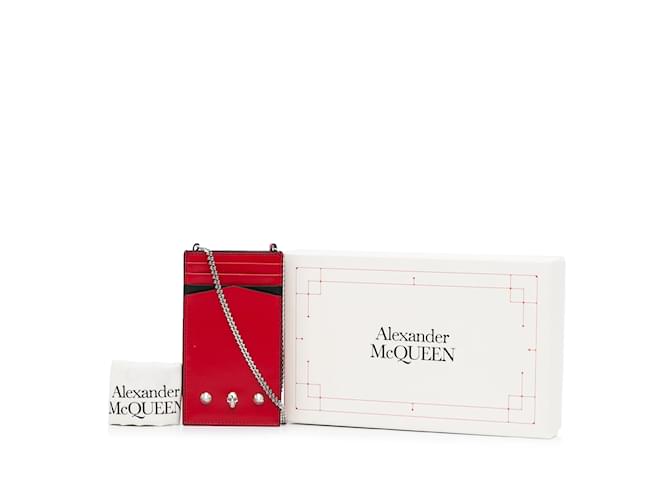 Rojo Alexander McQueen Bolso bandolera con soporte para teléfono de cuero con calavera Roja  ref.1212871