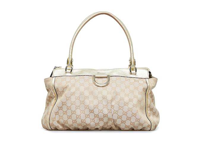 Beige Gucci GG Canvas Abbey D-Ring Tote Leder  ref.1212884