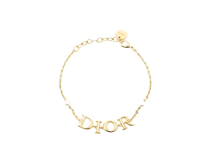 Pulsera Dior Diorevolution con perlas artificiales doradas Dorado Metal  ref.1212902