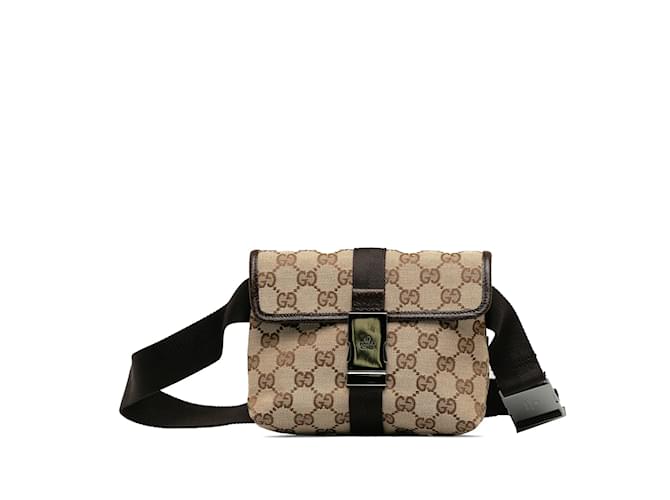 Brown Gucci GG Canvas Belt Bag Leather  ref.1212954