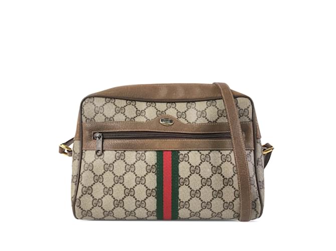 Brown Gucci GG Supreme Ophidia Crossbody Bag Leather  ref.1212956