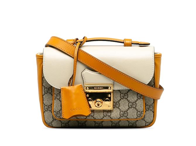 Bolso satchel con candado Gucci GG Supreme naranja Cuero  ref.1212957