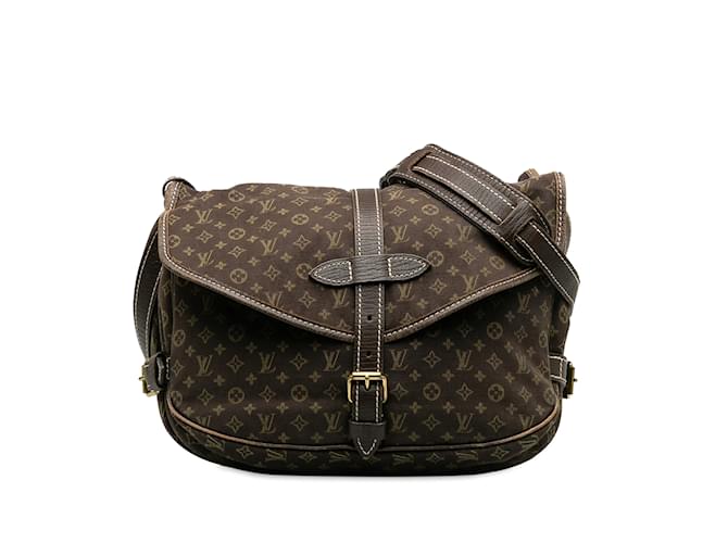 Brown Louis Vuitton Monogram Mini Lin Saumur 30 Crossbody Bag Leather  ref.1212961