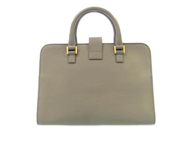 Bolso satchel Cabas con monograma de cuero para bebé gris de Saint Laurent  ref.1212969