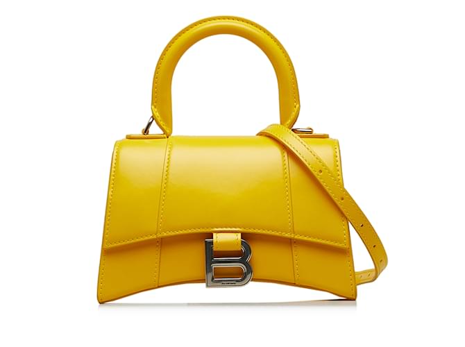 Bolsa Balenciaga Hourglass XS amarela Amarelo Couro  ref.1212975