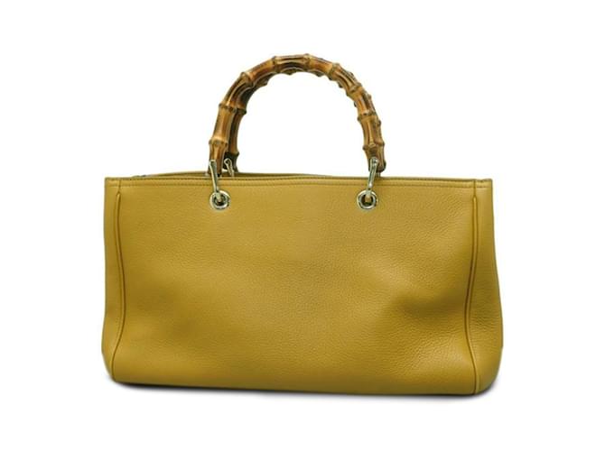 Yellow Gucci Medium Bamboo Shopper Satchel Leather  ref.1212982