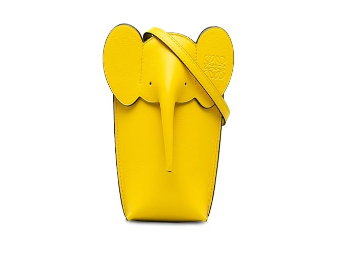 Bolso bandolera amarillo con bolsillo de elefante Loewe Cuero  ref.1212983