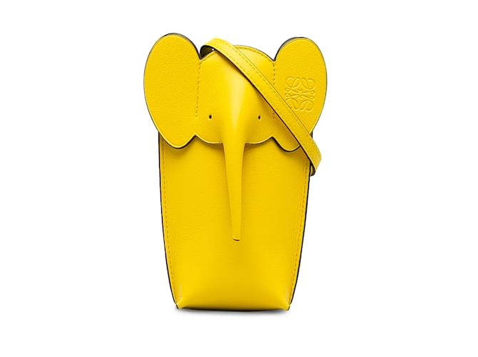 Borsa a tracolla tascabile con elefante Loewe gialla Giallo Pelle  ref.1212983