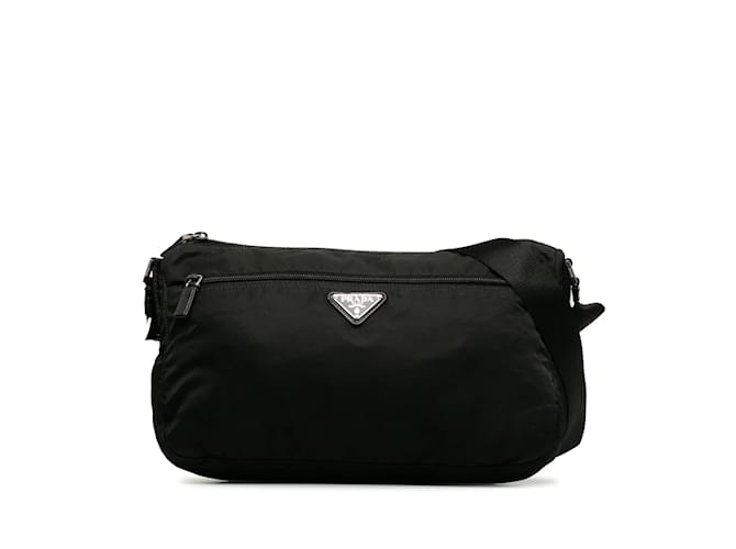 Black Prada Tessuto Crossbody Bag Leather  ref.1213069