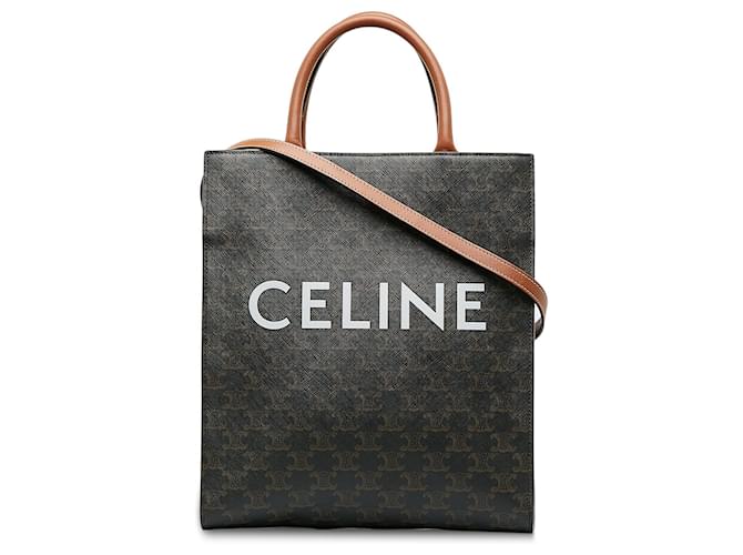 Céline Brown Celine Small Triomphe Vertical Cabas Satchel Leather  ref.1213074