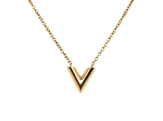 Gold Louis Vuitton Essential V Necklace Golden Yellow gold  ref.1213075