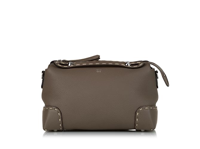 Taupe Fendi Small By The Way Leather Satchel  ref.1213097