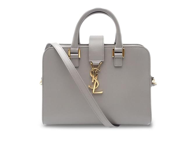 Gray Saint Laurent Baby Monogram Cabas Satchel Leather  ref.1213112