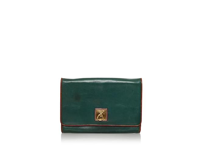 Céline Green Celine Leather Clutch Bag  ref.1213128