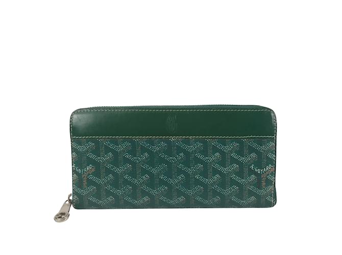 Green Goyard Goyardine Matignon GM Long Wallets Leather  ref.1213148