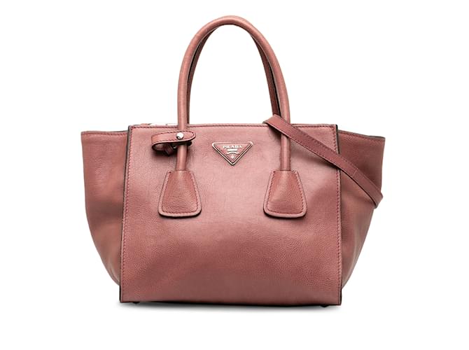 Rosafarbene Prada Glace Kalbsledertasche mit zwei Taschen Pink  ref.1213159