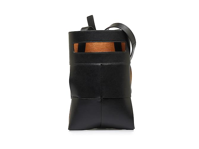 Black Bottega Veneta Maxi Intrecciato Cut Out Crossbody Bag Nero Pelle  ref.1213172