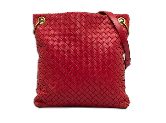 Red Bottega Veneta Intrecciato Crossbody Bag Leather  ref.1213214