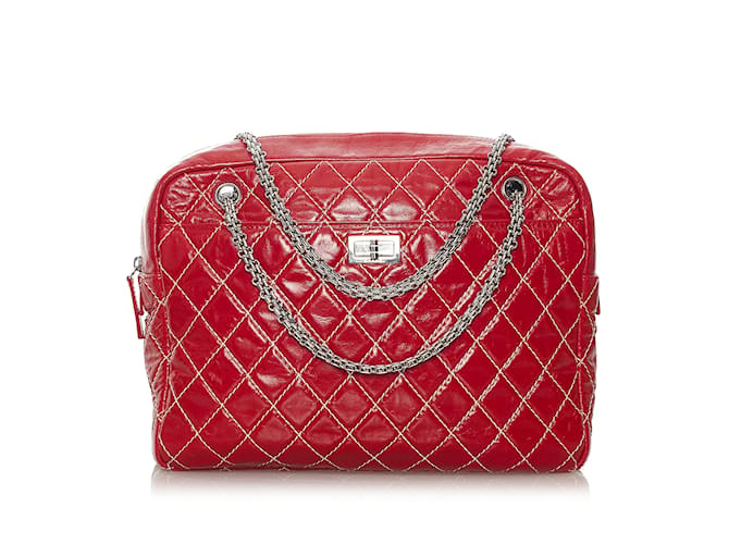 Red Chanel Large Quilted Lambskin Reissue Camera Bag Leather  ref.1213225
