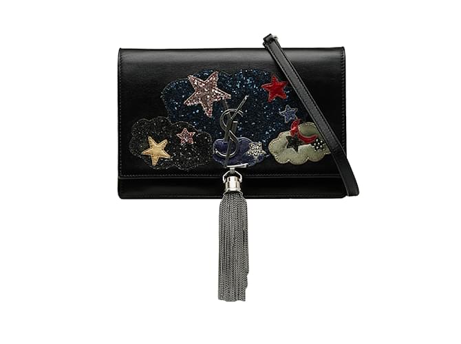 Black Saint Laurent Monogram Kate Patch Embellished Crossbody Bag Leather  ref.1213256