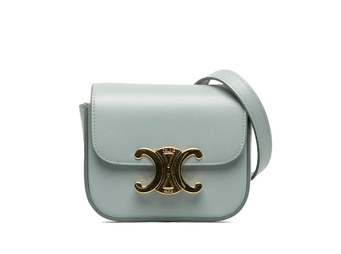 Céline Blue Celine Mini Triomphe Crossbody Bag Leather  ref.1213259