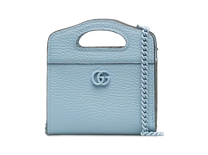 Bolso satchel Gucci GG Marmont azul Cuero  ref.1213276