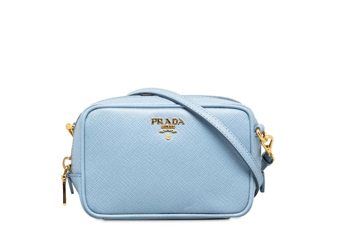 Blue Prada Saffiano Lux Camera Bag Pelle  ref.1213287