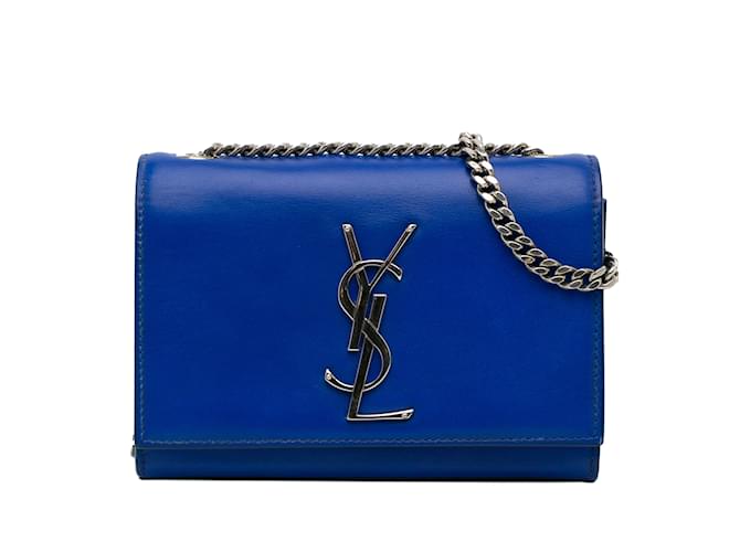 Petit sac à bandoulière Kate bleu à monogramme Saint Laurent Cuir  ref.1213290