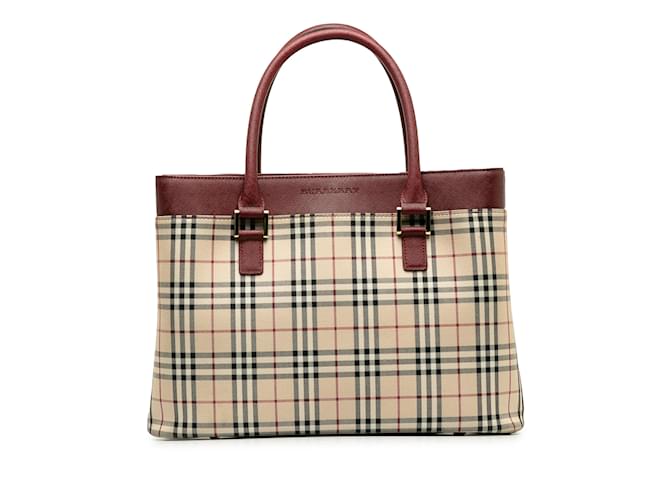 Cabas beige Burberry House Check Cuir  ref.1213301