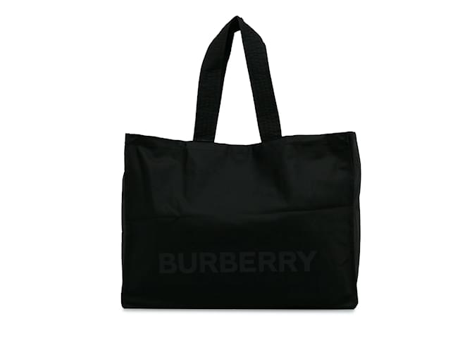 Black Burberry Eco Nylon Logo Trench Tote Cloth  ref.1213316