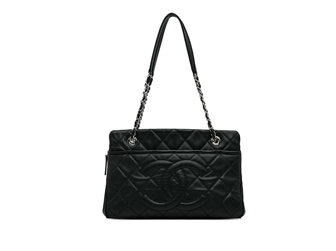 Black Chanel CC Soft Shopping Tote Leather  ref.1213329