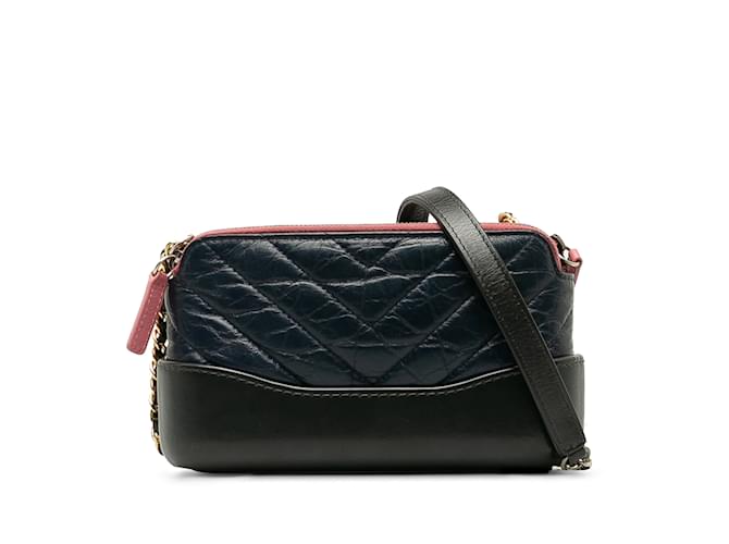 Black Chanel Gabrielle Chain Crossbody Bag Leather  ref.1213332