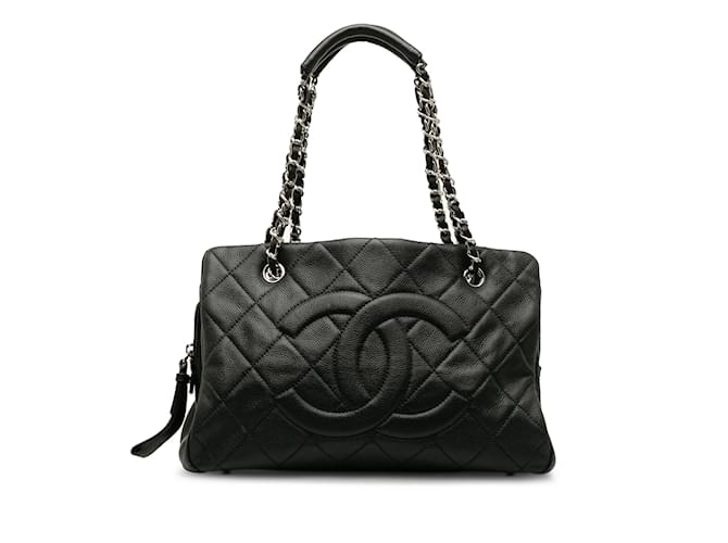 Black Chanel Quilted CC Caviar Tote Leather  ref.1213344