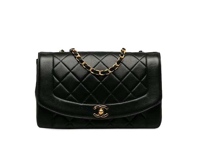 Black Chanel Small Diana Flap Crossbody Bag Leather  ref.1213348