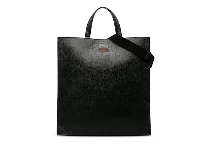 Bolso satchel de cuero con tribanda Gucci negro  ref.1213371