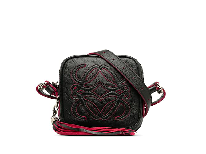 Black Loewe Mini Anagram Crossbody Bag Leather  ref.1213378