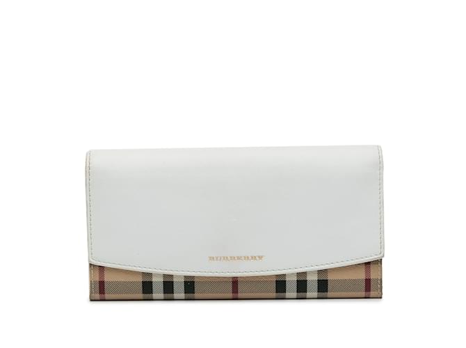 Brown Burberry Haymarket Check Long Wallet Leather  ref.1213389