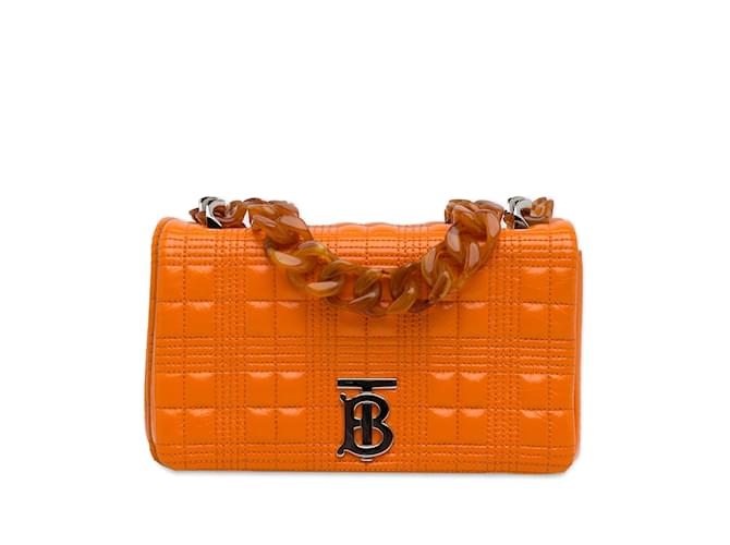 Orange Burberry Small Lola Resin Chain Shoulder Bag Leather  ref.1213422