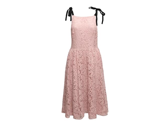 Hellrosa und schwarzes Prada-Kleid aus Chantilly-Spitze, Größe IT 46 Pink Synthetisch  ref.1213456