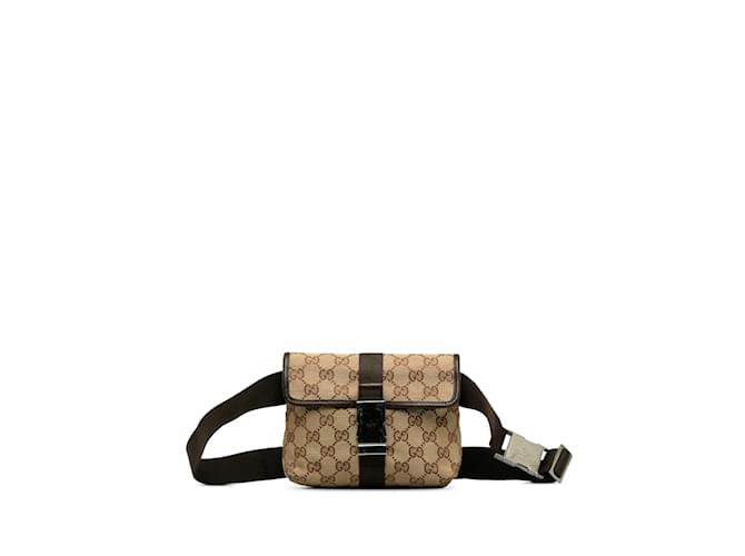 Brown Gucci GG Canvas Belt Bag Leather  ref.1213469