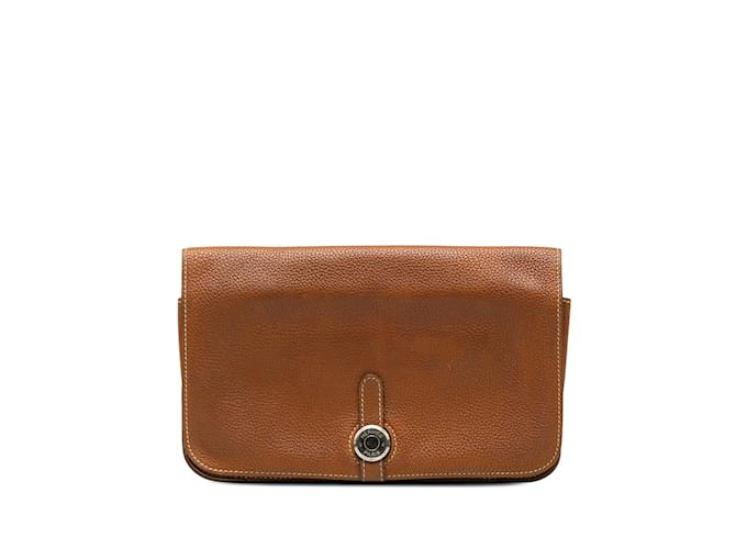 Hermès Brown Hermes Togo Dogon Duo Wallet Leather  ref.1213483