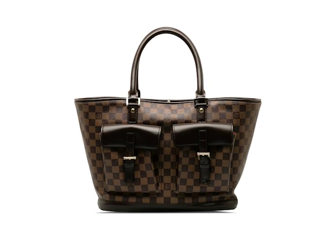 Brown Louis Vuitton Damier Ebene Manosque GM Tote Bag Leather  ref.1213496
