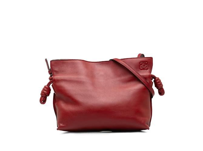 Red Loewe Flamenco Knot Crossbody Bag Leather  ref.1213513