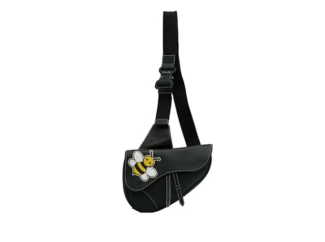 Black Dior x Kaws Bee Saddle Bag Leather  ref.1213534