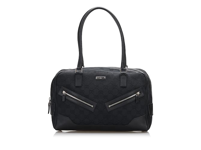 Black Gucci GG Canvas Shoulder Bag Leather  ref.1213539