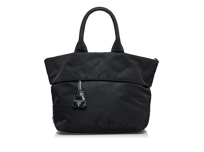 Black Prada Tessuto Reversible Satchel Leather  ref.1213545