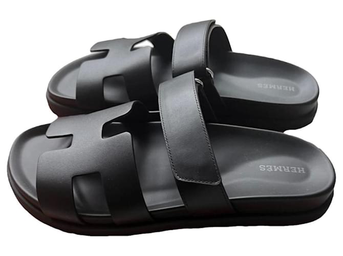 Hermès sandali Nero Pelle  ref.1213655
