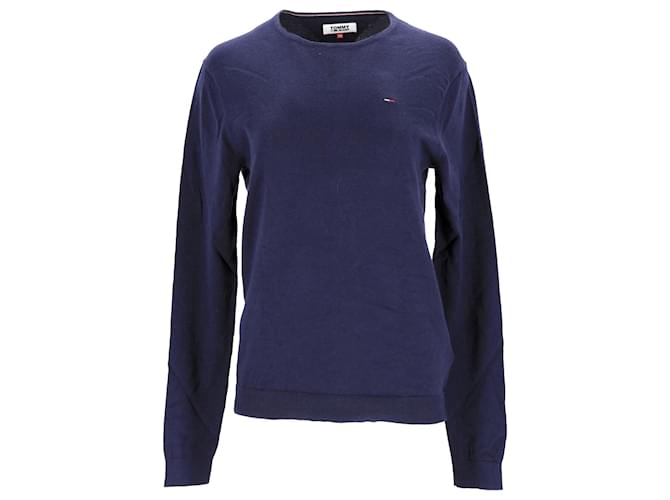 Tommy Hilfiger Herrenpullover mit Rundhalsausschnitt Marineblau Baumwolle  ref.1213711