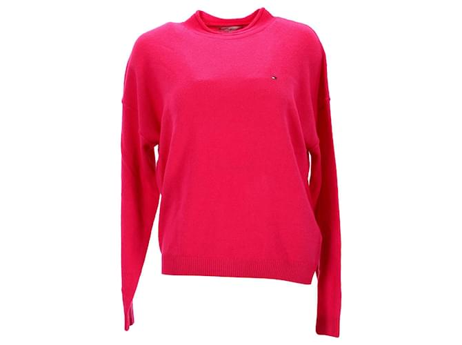 Suéter feminino Tommy Hilfiger com gola alta em lã rosa  ref.1213716